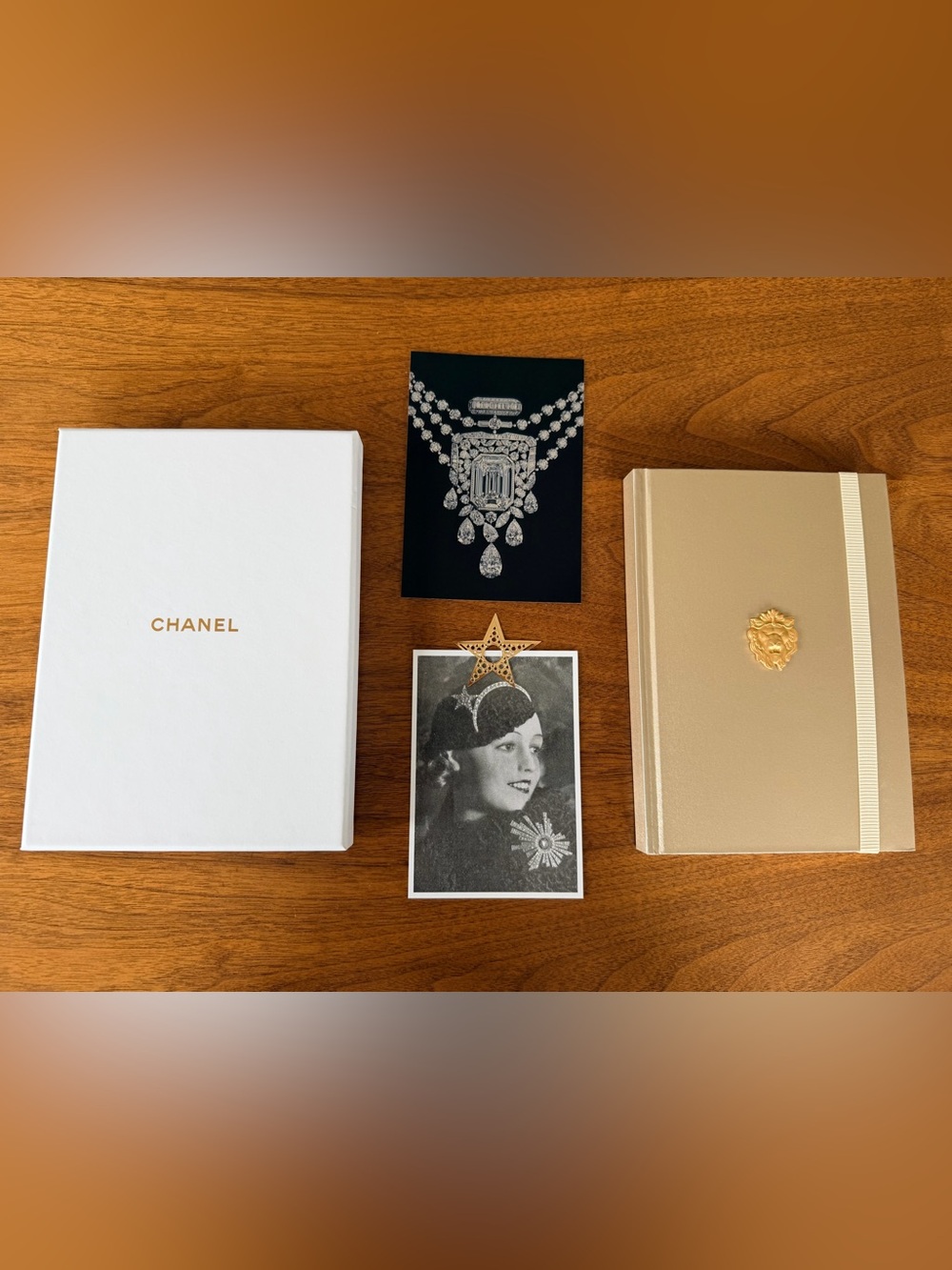 Chanel Gold Lion Emblem Hardcover Notebook w Star Bookmark NEW in its Chanel Box